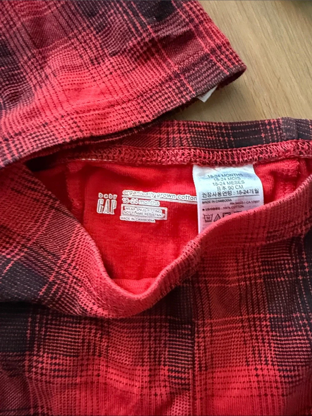 Gap Red Plaid Kids Pajama Set - Long Sleeve Top & Pants 18-24M